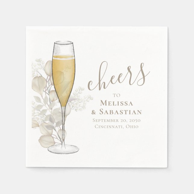 Guardanapo De Papel Casamento Elegante Greenery Saúde Simples (Frente)
