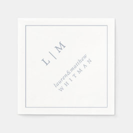 Guardanapo De Papel Casamento Elegante Lauren Dusty Monograma Azul