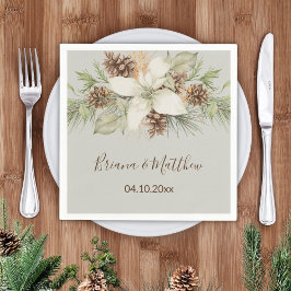 Guardanapo De Papel Casamento Elegante Letra Beige de Inverno