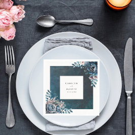 Guardanapo De Papel Casamento Elegante Marble Azul