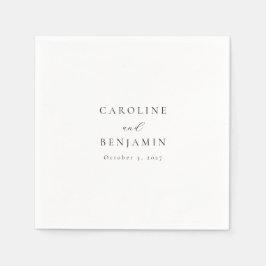 Guardanapo De Papel Casamento Elegante Minimalista de Caligrafia Branc