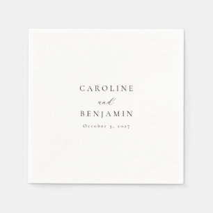 Guardanapo De Papel Casamento Elegante Minimalista de Caligrafia Branc