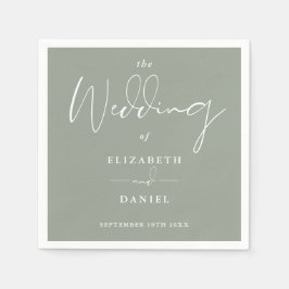 Guardanapo De Papel Casamento Elegante Moderno em Verde Sage