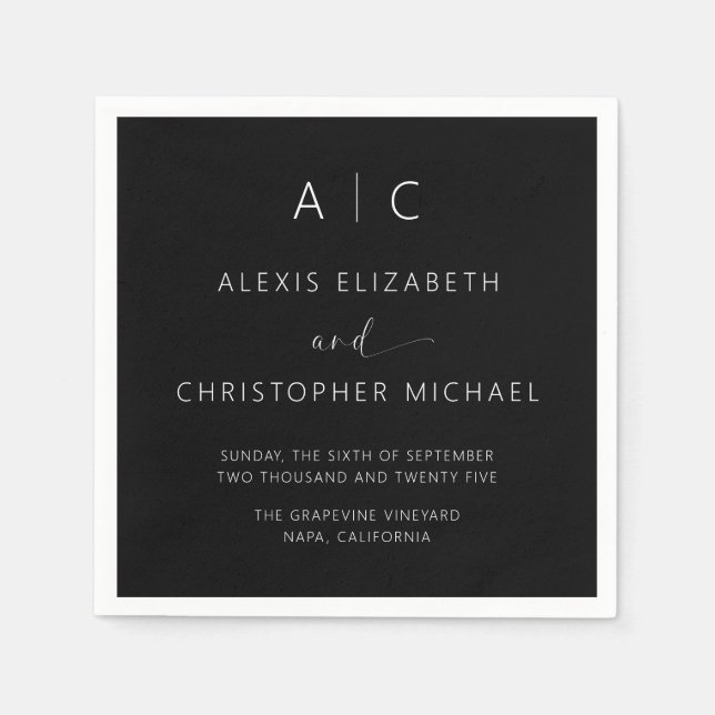 Guardanapo De Papel Casamento Elegante Moderno Minimalista (Frente)