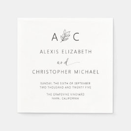 Guardanapo De Papel Casamento Elegante Moderno Minimalista