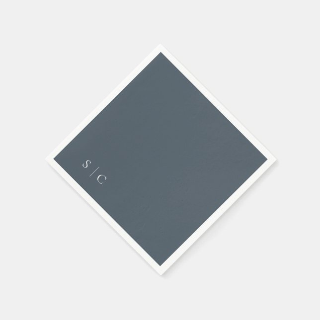 Guardanapo De Papel Casamento Elegante Monograma Azul Mudado (Canto)