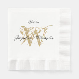 Guardanapo De Papel Casamento Elegante Monograma Dourado Detalhes Pret
