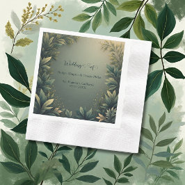 Guardanapo De Papel casamento elegante na natureza em verde escuro