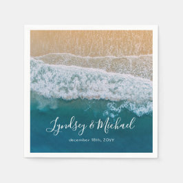Guardanapo De Papel Casamento Elegante na Praia com Oceano Azul
