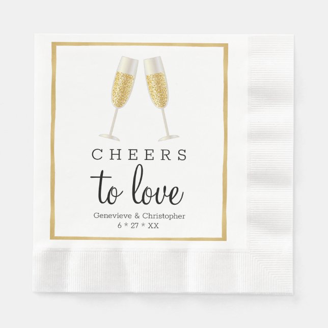 Guardanapo De Papel Casamento Elegante Napkin | Papel Dourado Chefiar  (Frente)