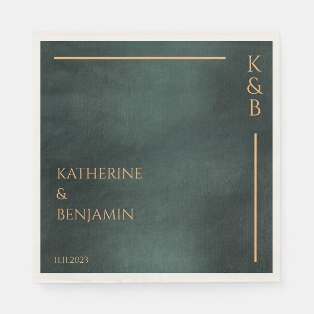 Guardanapo De Papel Casamento Elegante Negra Negra Verde Moderno (Frente)