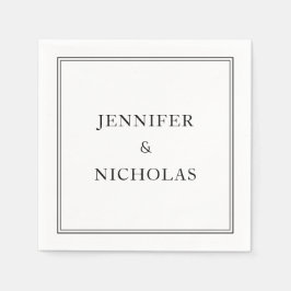Guardanapo De Papel Casamento Elegante Preto e Branco