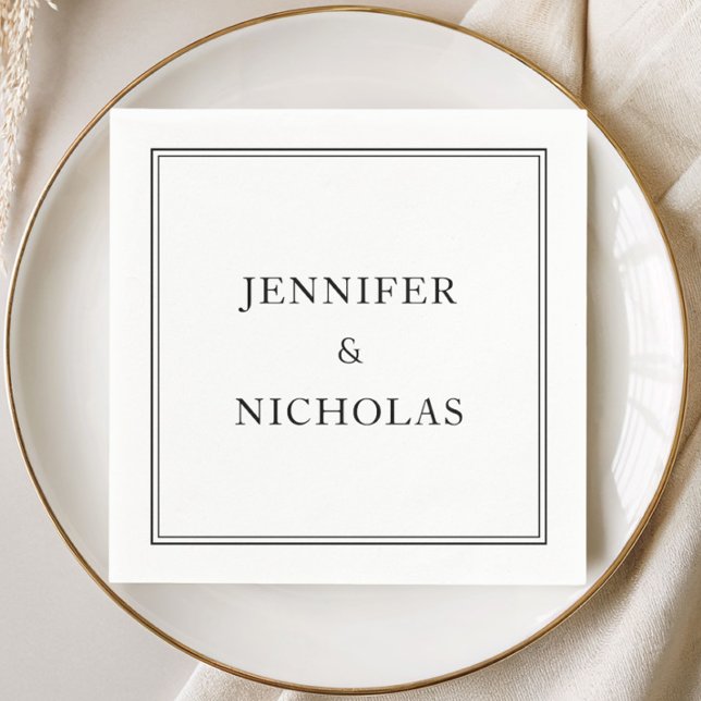 Guardanapo De Papel Casamento Elegante Preto e Branco (Elegant Black And White Wedding Napkins)