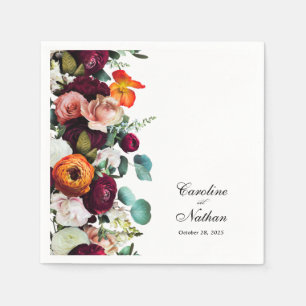 Guardanapo De Papel Casamento Elegante Russo Floral de Queda Fresca