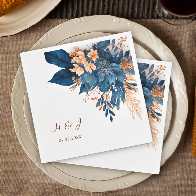 Guardanapo De Papel Casamento Elegante Russo Moderno Fluxo de Watercol (Watercolor Floral Modern Rustic Elegant Wedding Napkins)