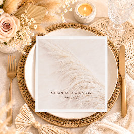 Guardanapo De Papel Casamento Elegante Rústico com Grama das Pampas