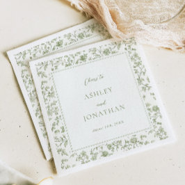 Guardanapo De Papel Casamento Elegante Sage Chinoiserie