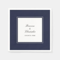 Casamento Elegante Simples e Azul-marinho e Branco