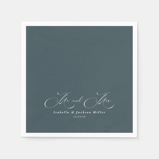 Guardanapo De Papel Casamento Elegante Simples e Negro e Branco (Frente)