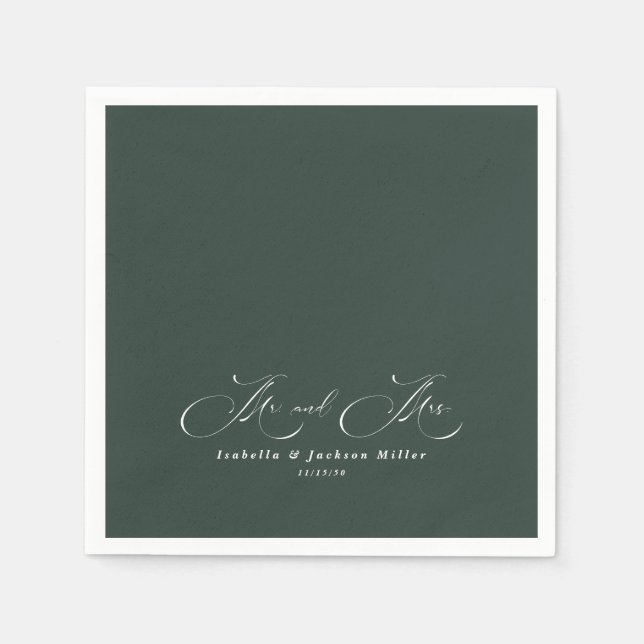 Guardanapo De Papel Casamento Elegante Simples e Negro e Branco (Frente)