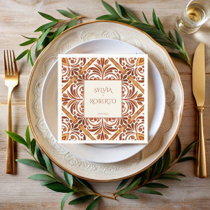 Guardanapo De Papel Casamento Elegante Terracotta Mexicano Talavera