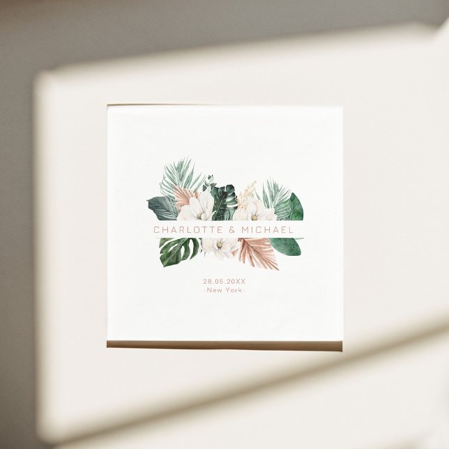 Guardanapo De Papel Casamento elegante, tropical, foliar (Customer specific, elegant, tropical, leafy wedding napkins.)