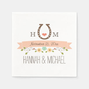 Guardanapo De Papel Casamento em ferradura coral Monogrammed do