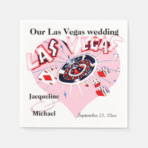 Guardanapo De Papel Casamento em Las Vegas Coração Rosa