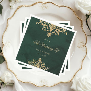 Guardanapo De Papel Casamento Encantado de Emerald Victorian Dourado V