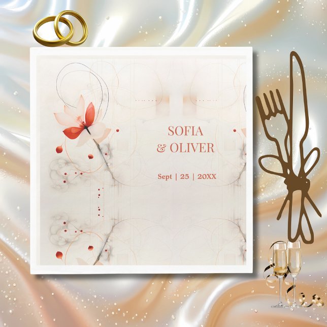 Guardanapo De Papel Casamento entre Creme e Poppies Vermelhos (Criador carregado)