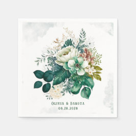 Guardanapo De Papel Casamento entre Emerald Green e Cream Florals