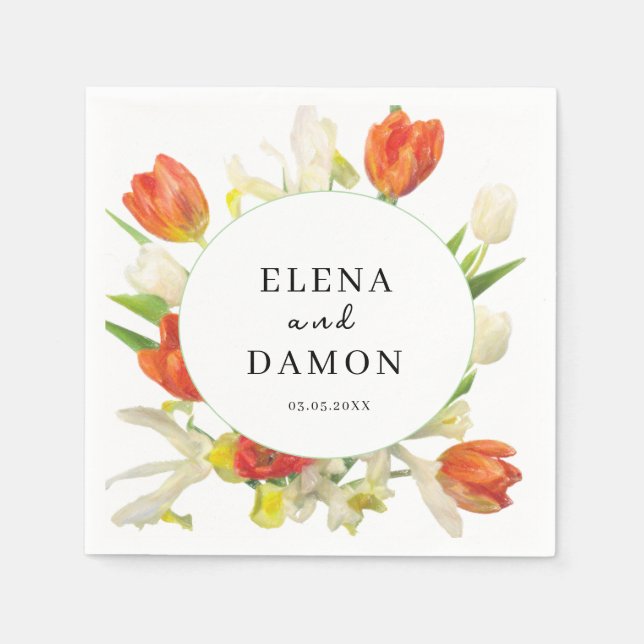 Guardanapo De Papel Casamento entre Laranja e Beige Tulip (Frente)