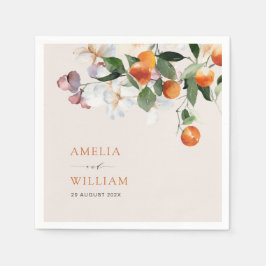 Guardanapo De Papel casamento entre laranjas modernas e culturas verde