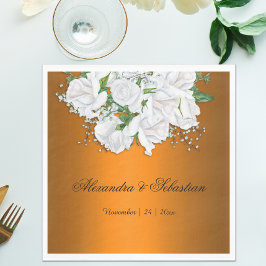 Guardanapo De Papel Casamento entre Tangerine Elegance e White Roses
