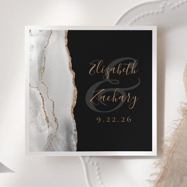 Guardanapo De Papel Casamento Escuro-Escuro-Escuro da Cinza Geode Bran (Criador carregado)