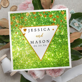 Guardanapo De Papel Casamento Esmagador Único Verde Elegante