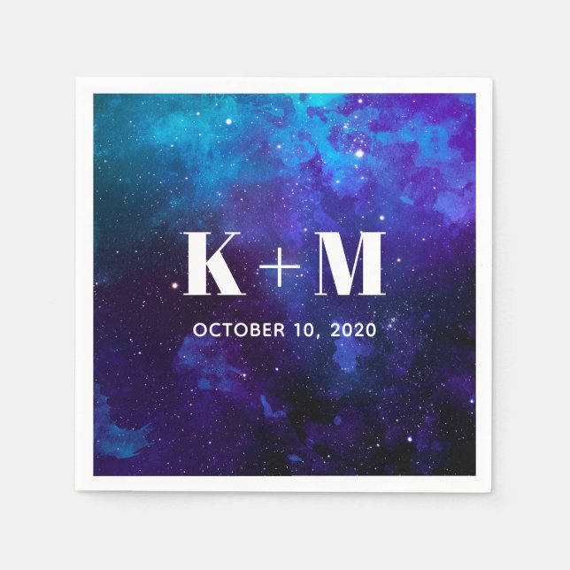 Guardanapo De Papel Casamento espacial. Estrelas noturnas. Galáxia mod (Frente)