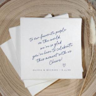Guardanapo De Papel Casamento Estilo Nota de Amor Manuscrita Azul Mari