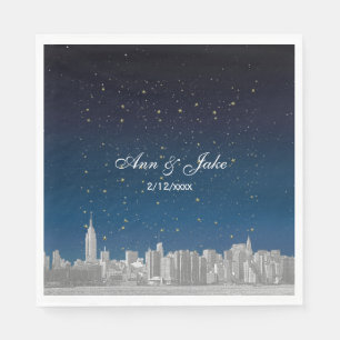 Guardanapo De Papel Casamento Estrelado Azul De Skyline NYC