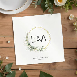 Guardanapo De Papel Casamento Eucalyptus com Mortes Vermelhos Monogram