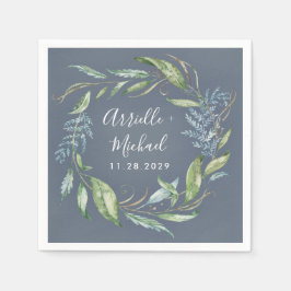 Guardanapo De Papel Casamento Eucalyptus Greenery Wreath Azul