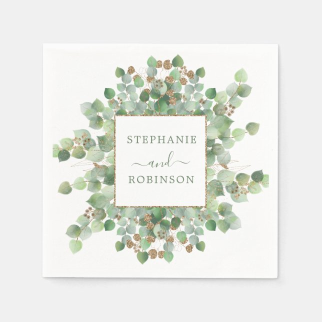 Guardanapo De Papel Casamento Eucalyptus Summer Greenery (Frente)