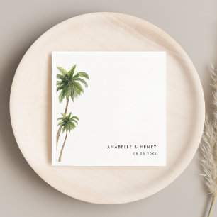 Guardanapo De Papel Casamento Exótico Minimalista de Palmeiras Tropica