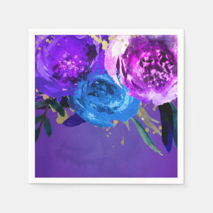 Guardanapo De Papel Casamento Fantasia Floral Violeta Ultra Vibrante