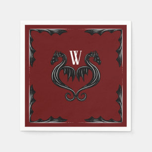Guardanapo De Papel Casamento Fantástico do Dragão Negro Vermelho
