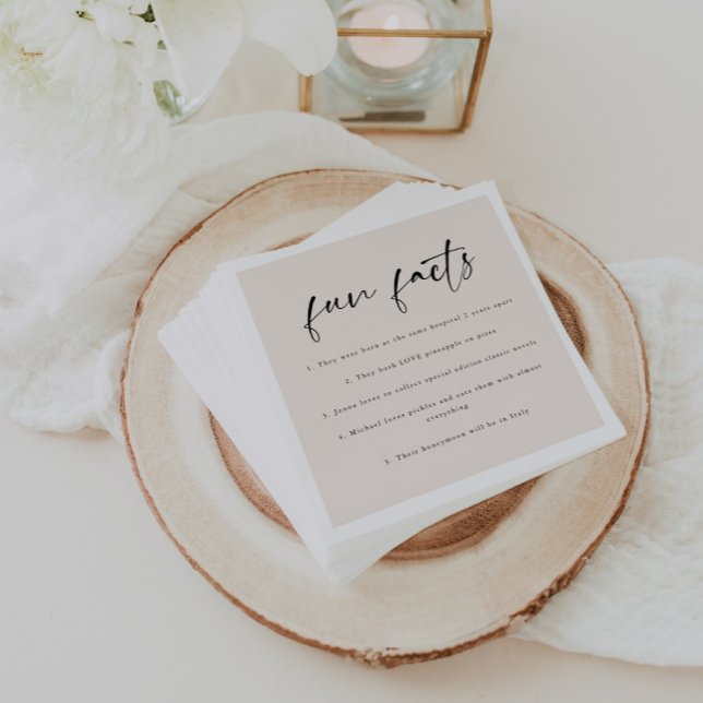 Guardanapo De Papel Casamento "Fatos Divertidos" com Letra Moderna Beg (Criador carregado)