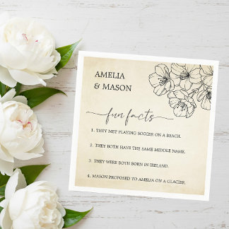 Guardanapo De Papel Casamento Fatos Divertidos Florais Roteiro Antigo