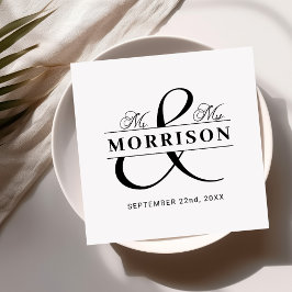 Guardanapo De Papel Casamento Favor Sr. Sra. Black White