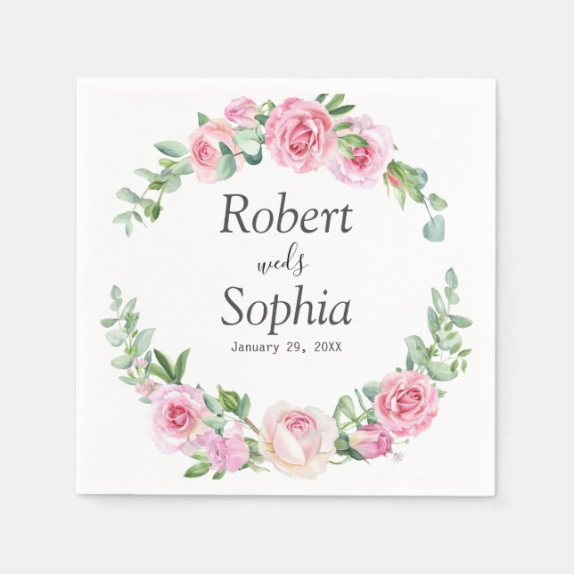 Guardanapo De Papel Casamento Flor de Rosa Bege (Frente)