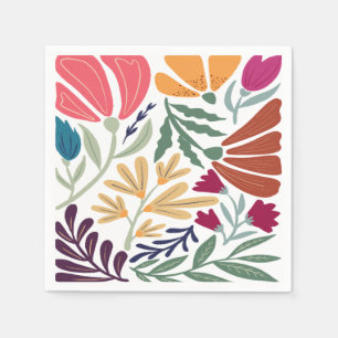 Guardanapo De Papel Casamento Floral Abstrato com Cor Brilhante e Colo